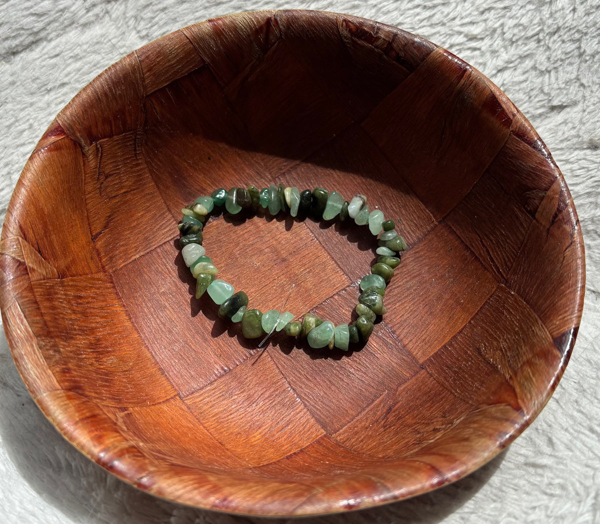 Moss Agate & Green Aventurine Chip Bracelet