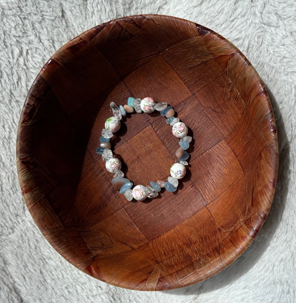 Lotus Flower & Crystal Chip Bracelet